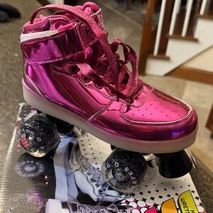 Pink Metallic Roller Skates